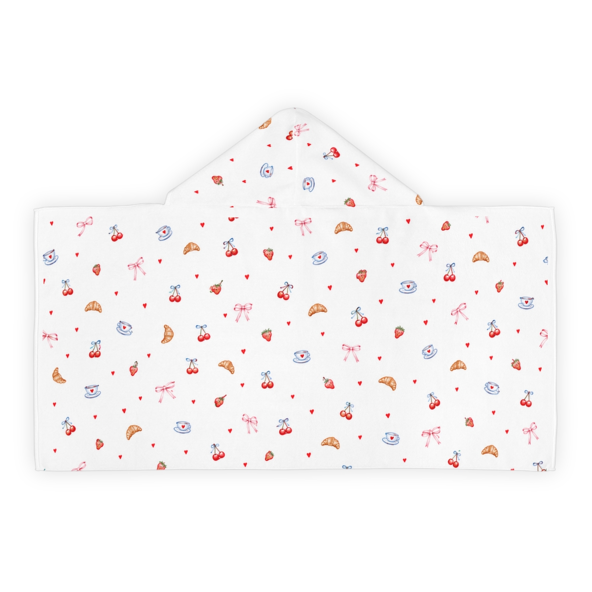Breakfast in Bed white hooded towel laid flat